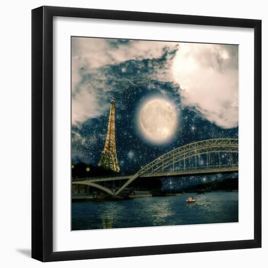 One Starry Night in Paris-Paula Belle Flores-Framed Art Print