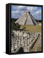 One Thousand Mayan Columns and the Great Pyramid El Castillo, Chichen Itza, Mexico-Christopher Rennie-Framed Stretched Canvas