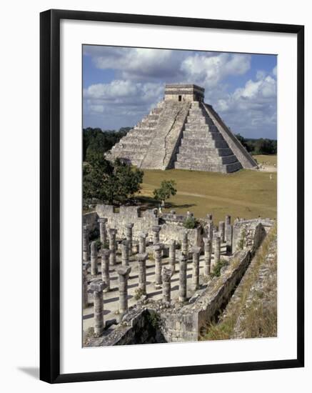 One Thousand Mayan Columns and the Great Pyramid El Castillo, Chichen Itza, Mexico-Christopher Rennie-Framed Photographic Print