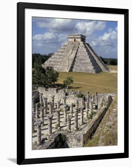 One Thousand Mayan Columns and the Great Pyramid El Castillo, Chichen Itza, Mexico-Christopher Rennie-Framed Photographic Print