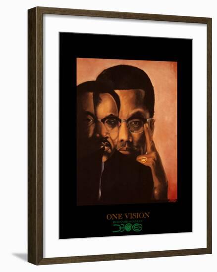 One Vision, Malcolm X and Martin Luther King Jr.-Bernard Stanley Hoyes-Framed Art Print