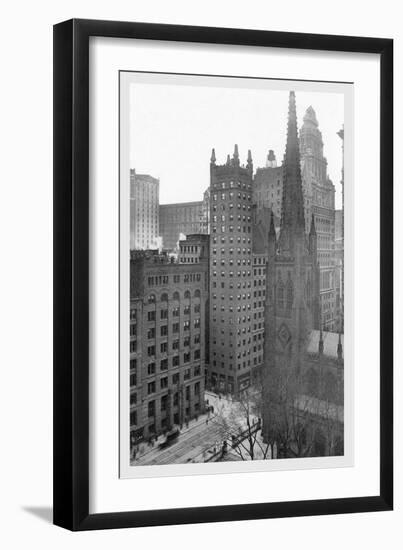 One Wall Street and Trinity Church, 1911-Moses King-Framed Photo