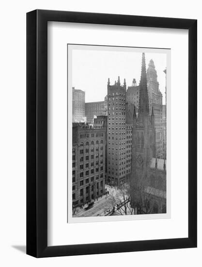 One Wall Street and Trinity Church, 1911-Moses King-Framed Photo
