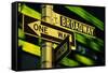 One Way and Broadway Signs-Jon Hicks-Framed Stretched Canvas