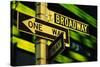 One Way and Broadway Signs-Jon Hicks-Stretched Canvas