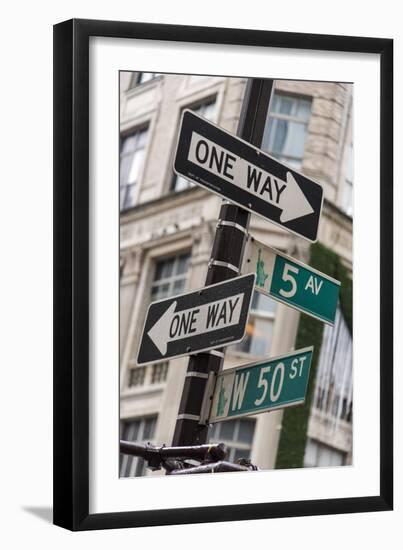 One Way and Fifth Avenue Signs, Manhattan, New York, USA-Stefano Politi Markovina-Framed Photographic Print