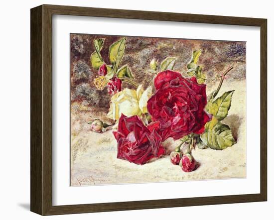 One White and Two Red Roses and Buds-Helen Cordelia Coleman Angell-Framed Giclee Print