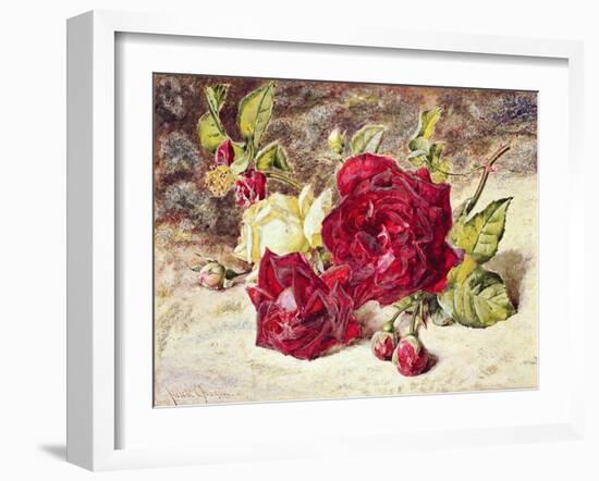 One White and Two Red Roses and Buds-Helen Cordelia Coleman Angell-Framed Giclee Print