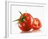 One Whole and One Halved Tomato with Drops of Water-Michael Löffler-Framed Photographic Print