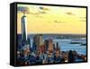 One World Trade Center (1WTC) at Sunset, Hudson River and Statue of Liberty View, Manhattan, NYC-Philippe Hugonnard-Framed Stretched Canvas