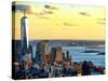 One World Trade Center (1WTC) at Sunset, Hudson River and Statue of Liberty View, Manhattan, NYC-Philippe Hugonnard-Stretched Canvas