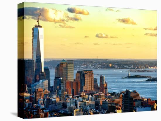 One World Trade Center (1WTC) at Sunset, Hudson River and Statue of Liberty View, Manhattan, NYC-Philippe Hugonnard-Stretched Canvas