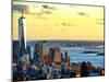 One World Trade Center (1WTC) at Sunset, Hudson River and Statue of Liberty View, Manhattan, NYC-Philippe Hugonnard-Mounted Premium Photographic Print