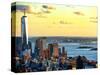 One World Trade Center (1WTC) at Sunset, Hudson River and Statue of Liberty View, Manhattan, NYC-Philippe Hugonnard-Stretched Canvas