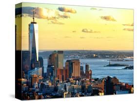 One World Trade Center (1WTC) at Sunset, Hudson River and Statue of Liberty View, Manhattan, NYC-Philippe Hugonnard-Stretched Canvas