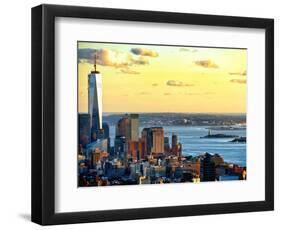 One World Trade Center (1WTC) at Sunset, Hudson River and Statue of Liberty View, Manhattan, NYC-Philippe Hugonnard-Framed Photographic Print