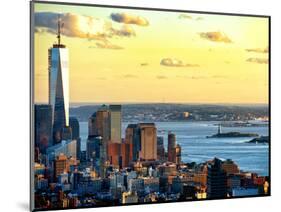 One World Trade Center (1WTC) at Sunset, Hudson River and Statue of Liberty View, Manhattan, NYC-Philippe Hugonnard-Mounted Photographic Print