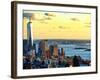One World Trade Center (1WTC) at Sunset, Hudson River and Statue of Liberty View, Manhattan, NYC-Philippe Hugonnard-Framed Photographic Print