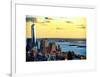 One World Trade Center (1WTC) at Sunset, Hudson River and Statue of Liberty View, Manhattan, NYC-Philippe Hugonnard-Framed Art Print