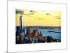 One World Trade Center (1WTC) at Sunset, Hudson River and Statue of Liberty View, Manhattan, NYC-Philippe Hugonnard-Mounted Art Print