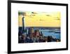 One World Trade Center (1WTC) at Sunset, Hudson River and Statue of Liberty View, Manhattan, NYC-Philippe Hugonnard-Framed Art Print