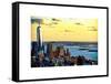 One World Trade Center (1WTC) at Sunset, Hudson River and Statue of Liberty View, Manhattan, NYC-Philippe Hugonnard-Framed Stretched Canvas