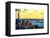 One World Trade Center (1WTC) at Sunset, Hudson River and Statue of Liberty View, Manhattan, NYC-Philippe Hugonnard-Framed Stretched Canvas