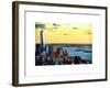 One World Trade Center (1WTC) at Sunset, Hudson River and Statue of Liberty View, Manhattan, NYC-Philippe Hugonnard-Framed Art Print