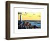One World Trade Center (1WTC) at Sunset, Hudson River and Statue of Liberty View, Manhattan, NYC-Philippe Hugonnard-Framed Art Print