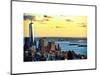 One World Trade Center (1WTC) at Sunset, Hudson River and Statue of Liberty View, Manhattan, NYC-Philippe Hugonnard-Mounted Art Print