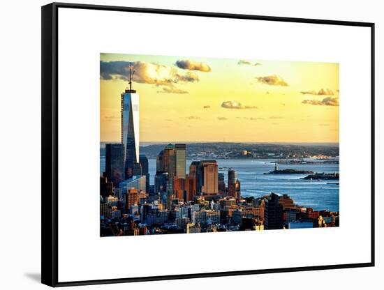 One World Trade Center (1WTC) at Sunset, Hudson River and Statue of Liberty View, Manhattan, NYC-Philippe Hugonnard-Framed Stretched Canvas