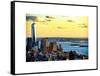 One World Trade Center (1WTC) at Sunset, Hudson River and Statue of Liberty View, Manhattan, NYC-Philippe Hugonnard-Framed Stretched Canvas