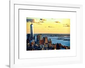 One World Trade Center (1WTC) at Sunset, Hudson River and Statue of Liberty View, Manhattan, NYC-Philippe Hugonnard-Framed Art Print