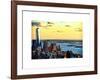 One World Trade Center (1WTC) at Sunset, Hudson River and Statue of Liberty View, Manhattan, NYC-Philippe Hugonnard-Framed Art Print