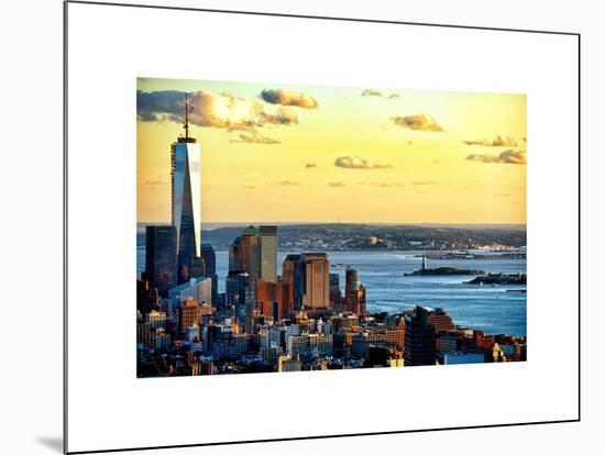 One World Trade Center (1WTC) at Sunset, Hudson River and Statue of Liberty View, Manhattan, NYC-Philippe Hugonnard-Mounted Art Print