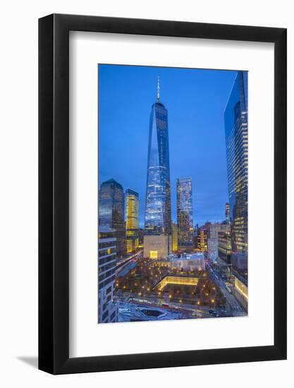 One World Trade Center and 911 Memorial, Lower Manhattan, New York City, New York, USA-Jon Arnold-Framed Premium Photographic Print