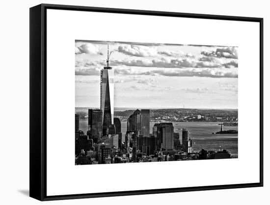 One World Trade Center and Statue of Liberty Views, Manhattan, New York, White Frame-Philippe Hugonnard-Framed Stretched Canvas