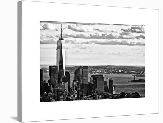 One World Trade Center and Statue of Liberty Views, Manhattan, New York, White Frame-Philippe Hugonnard-Stretched Canvas