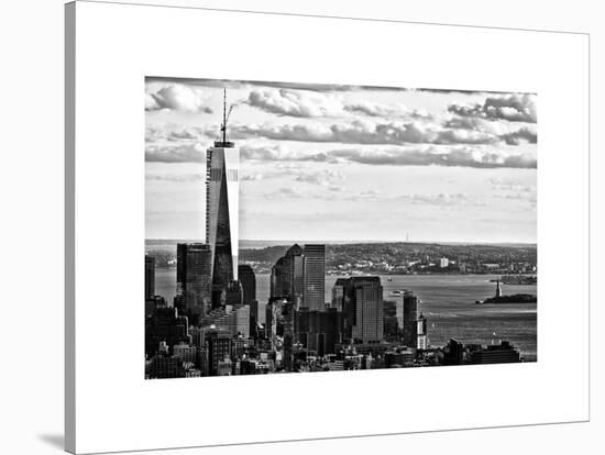 One World Trade Center and Statue of Liberty Views, Manhattan, New York, White Frame-Philippe Hugonnard-Stretched Canvas