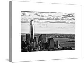 One World Trade Center and Statue of Liberty Views, Manhattan, New York, White Frame-Philippe Hugonnard-Stretched Canvas