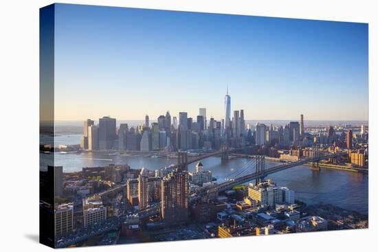 One World Trade Center, Manhattan and Brooklyn Bridges, Manhattan, New York City, New York, USA-Jon Arnold-Stretched Canvas