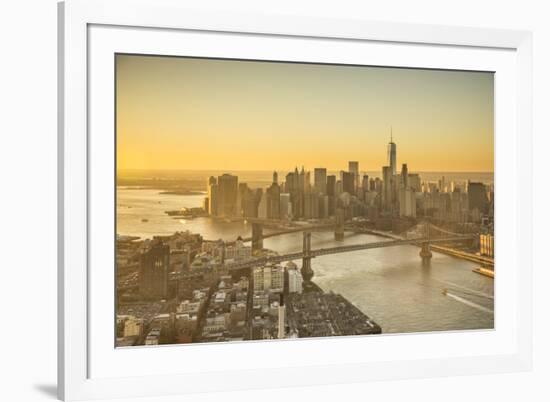 One World Trade Center, Manhattan and Brooklyn Bridges, Manhattan, New York City, New York, USA-Jon Arnold-Framed Photographic Print