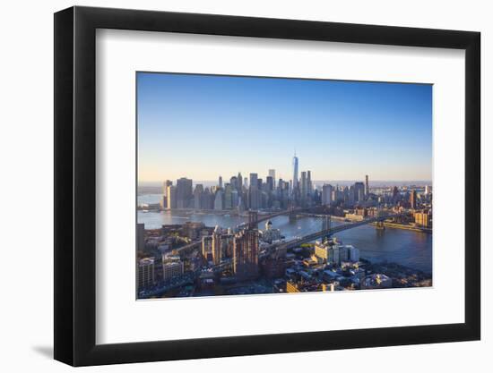 One World Trade Center, Manhattan and Brooklyn Bridges, Manhattan, New York City, New York, USA-Jon Arnold-Framed Photographic Print