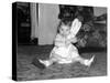 One Year Old Girl Hugs Her Bunny Tight, Ca. 1954-null-Stretched Canvas