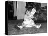 One Year Old Girl Hugs Her Bunny Tight, Ca. 1954-null-Stretched Canvas