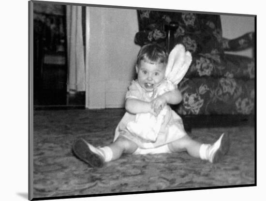 One Year Old Girl Hugs Her Bunny Tight, Ca. 1954-null-Mounted Photographic Print