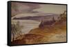 Oneglia, 1864 ink and watercolor-Edward Lear-Framed Stretched Canvas