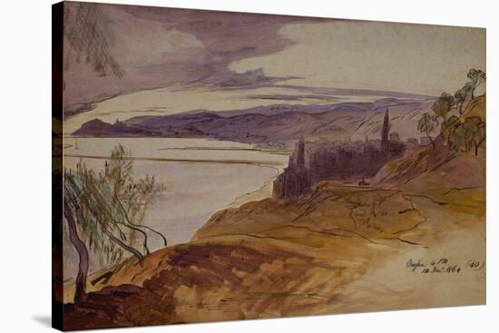 Oneglia, 1864 ink and watercolor-Edward Lear-Stretched Canvas