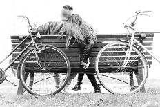 Couple on a Bench - Two Lovers Sitting on a Bench in a Park and Holding Themselves by Hands - Conce-Oneinchpunch-Framed Photographic Print