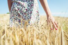 Woman Walking in the Wheat- Concept about Nature, Agriculture and People-Oneinchpunch-Photographic Print